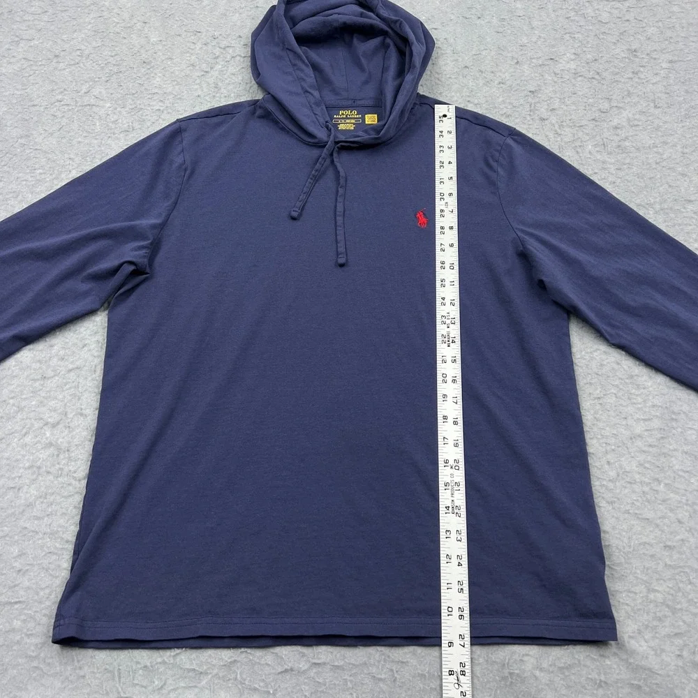 Polo Ralph Lauren Hoodie Men's Large Blue Lightweight Jersey Hooded T-Shirt Pony